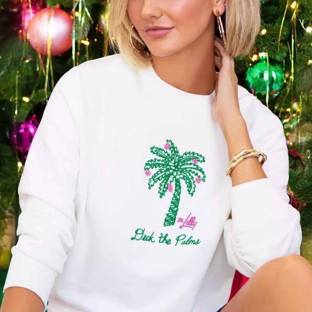 Lilly Pulitzer NWT Size Medium Ballad Conch Shell Pink Palm Tree embellished